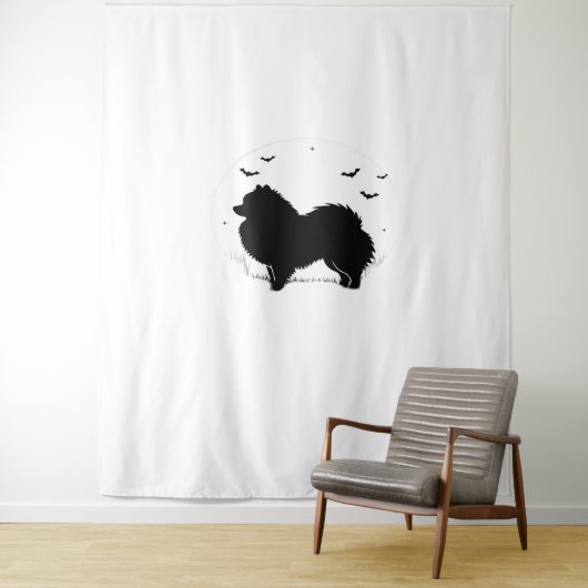 Pommerse Hond – Halloween Moon Silhouette Classic Wandkleed (In situ)