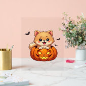 Pommerse hond Happy Halloween pompoen Classic T-S Acryl Bord (Huwelijk)