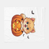 Pommerse hond Happy Halloween pompoen Classic T-S Fleece Deken (Voorkant (Horizontaal))