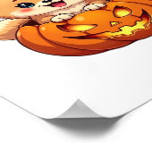 Pommerse hond Happy Halloween pompoen Classic T-S Poster (Hoek)