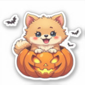 Pommerse hond Happy Halloween pompoen Classic T-S Sticker (Voorkant)
