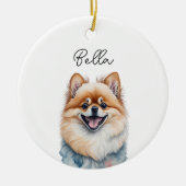 Pommerse hond huisdier aangepaste naam vakantie Ke Keramisch Ornament (Voorkant)