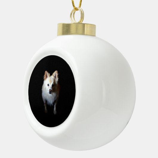 Pommerse Hond in Donker Keramisch Kerstornament Keramische Bal Ornament (Rechts)