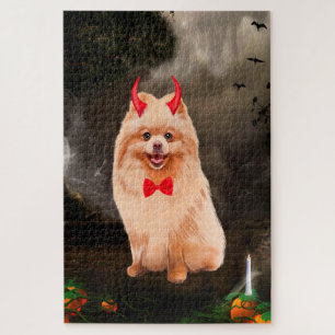 Pommerse Hond in Halloween Kostuum Legpuzzel