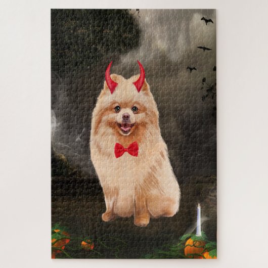 Pommerse Hond in Halloween Kostuum Legpuzzel (Verticaal)