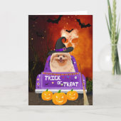 Pommerse Hond in Halloween Truck Kaart (Voorkant)