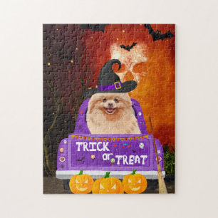 Pommerse Hond in Halloween Truck Legpuzzel