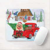 Pommerse hond in kerstcadeauwagen muismat (Met muis)