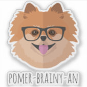 Pommerse Hond In Nerd Bril Custom Hipster Sticker (Voorkant)