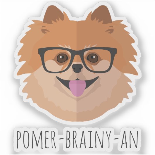 Pommerse Hond In Nerd Bril Custom Hipster Sticker (Voorkant)