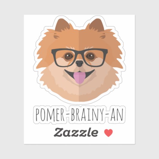 Pommerse Hond In Nerd Bril Custom Hipster Sticker (Vel)