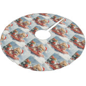 Pommerse Hond in Sledge Laat het Sneeuw Kerstmis Kerstboom Rok (Gekanteld)