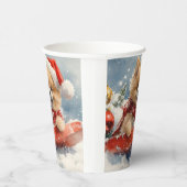 Pommerse Hond in Sledge Laat het Sneeuw Kerstmis Papieren Bekers (Rechts)