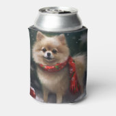 Pommerse Hond in Sneeuw Kerstmis Blikjeskoeler (Blikje Achterkant)