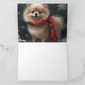 Pommerse Hond in Sneeuw Kerstmis Kaart (Binnen)