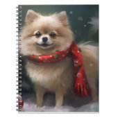 Pommerse Hond in Sneeuw Kerstmis Notitieboek (Voorkant)