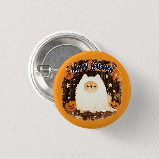 Pommerse hond in spookkostuum - Happy Halloween Ronde Button 3,2 Cm (Voorkant /achterkant)