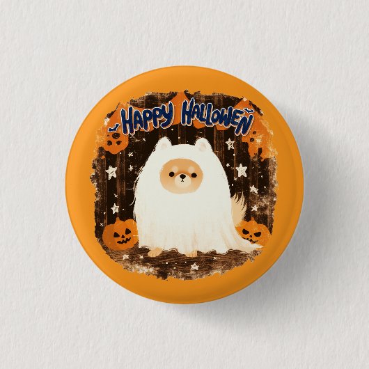 Pommerse hond in spookkostuum - Happy Halloween Ronde Button 3,2 Cm (Voorkant)
