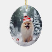 Pommerse hond kerst aandenken keramisch ornament (Rechts)