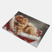 Pommerse Hond Kerstfeest Deurmat (Schuin)