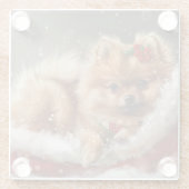 Pommerse Hond Kerstfeest Glazen Onderzetter (Achterkant)