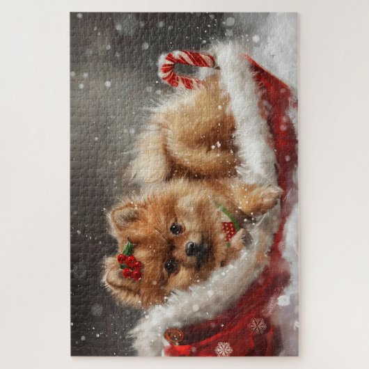 Pommerse Hond Kerstfeest Legpuzzel (Verticaal)