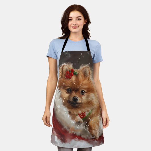 Pommerse Hond Kerstfeest Schort (Gedragen)