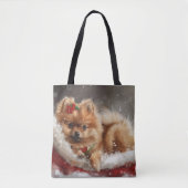 Pommerse Hond Kerstfeest Tote Bag (Voorkant)