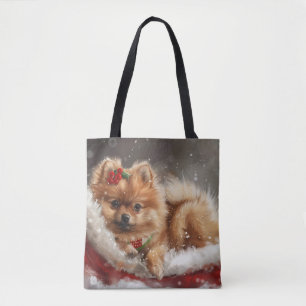 Pommerse Hond Kerstfeest Tote Bag
