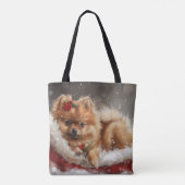 Pommerse Hond Kerstfeest Tote Bag (Achterkant)