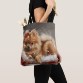 Pommerse Hond Kerstfeest Tote Bag (Dichtbij)