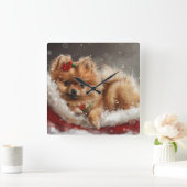 Pommerse Hond Kerstfeest Vierkante Klok (Huis)