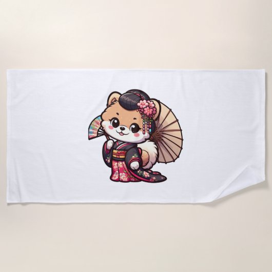 Pommerse hond Kimono Strandlaken (Voorkant)
