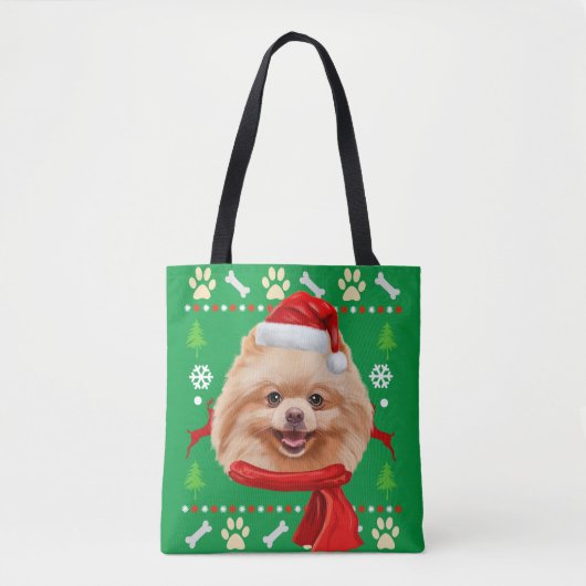 Pommerse Hond Lelijke Kerstmis Tote Bag (Voorkant)
