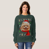 Pommerse Hond Lelijke Kerstmis Trui (Voorkant volledig)