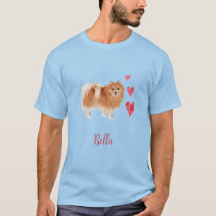 Pommerse Hond met Aangepaste Huisdier Naam T-shirt