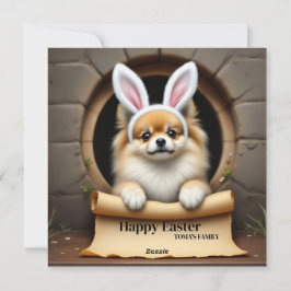 Pommerse hond - met familienaam feestdagenkaart