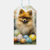 Pommerse Hond met Paaseieren Vakantie Cadeaulabel (Voorkant)