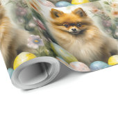 Pommerse Hond met Paaseieren Vakantie Cadeaupapier (Rol Hoek)