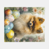 Pommerse Hond met Paaseieren Vakantie Fleece Deken (Voorkant (Horizontaal))