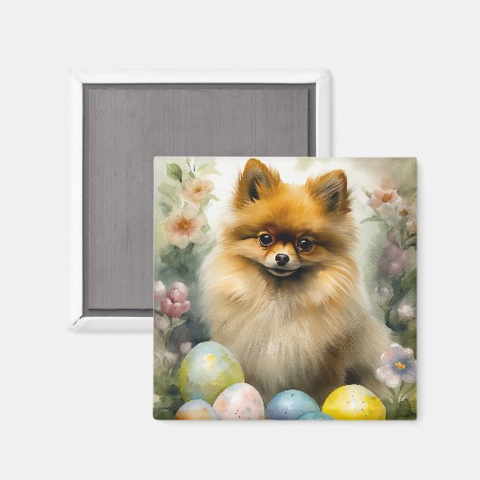 Pommerse Hond met Paaseieren Vakantie Magneet (Voorkant / Achterkant)