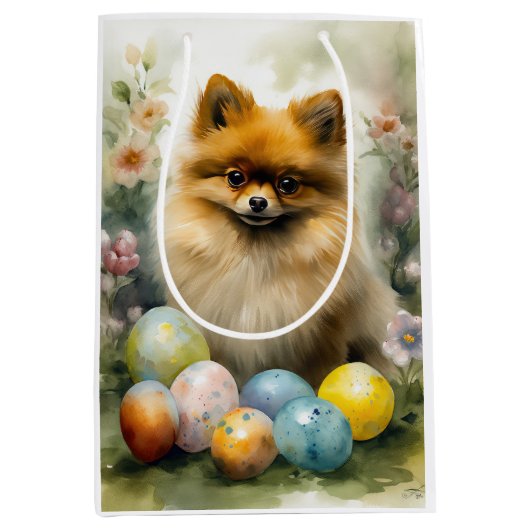 Pommerse Hond met Paaseieren Vakantie Medium Cadeauzakje (Voorkant)