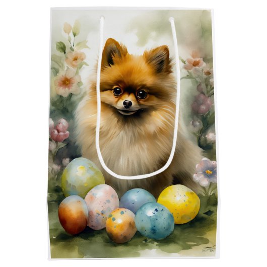 Pommerse Hond met Paaseieren Vakantie Medium Cadeauzakje (Achterkant)
