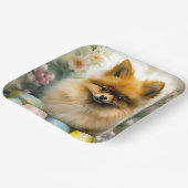 Pommerse Hond met Paaseieren Vakantie Papieren Bordje (Gebogen)