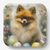 Pommerse Hond met Paaseieren Vakantie Papieren Bordje (Voorkant)