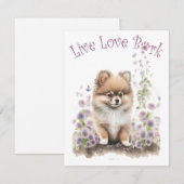 Pommerse Hond Mom Floral Notitiekaartje (Voorkant / Achterkant)