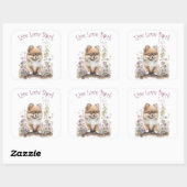 Pommerse Hond Mom Floral Vierkante Sticker (Vel)