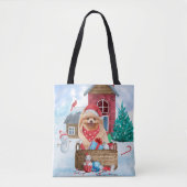 Pommerse hond op sneeuwkerst, hoofddoek P Tote Bag (Voorkant)