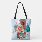 Pommerse hond op sneeuwkerst, hoofddoek P Tote Bag (Achterkant)