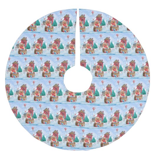 Pommerse hond op sneeuwkerstmis kerstboom rok (Voorkant)